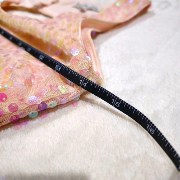 Charlotte Russe ✦ Pink Sequin Drop Waist Dress ✦ Open Back Furry Skirt M EUC - Picture 13 of 17